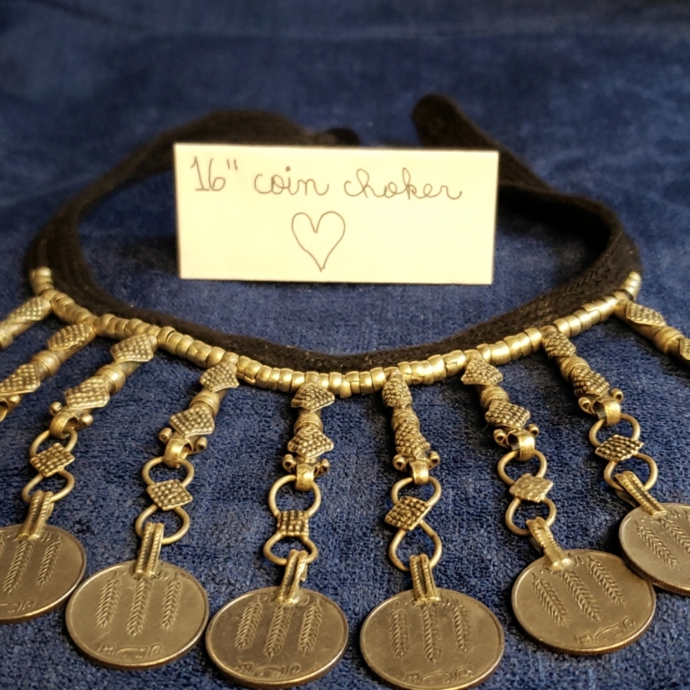 16" silver & black choker.